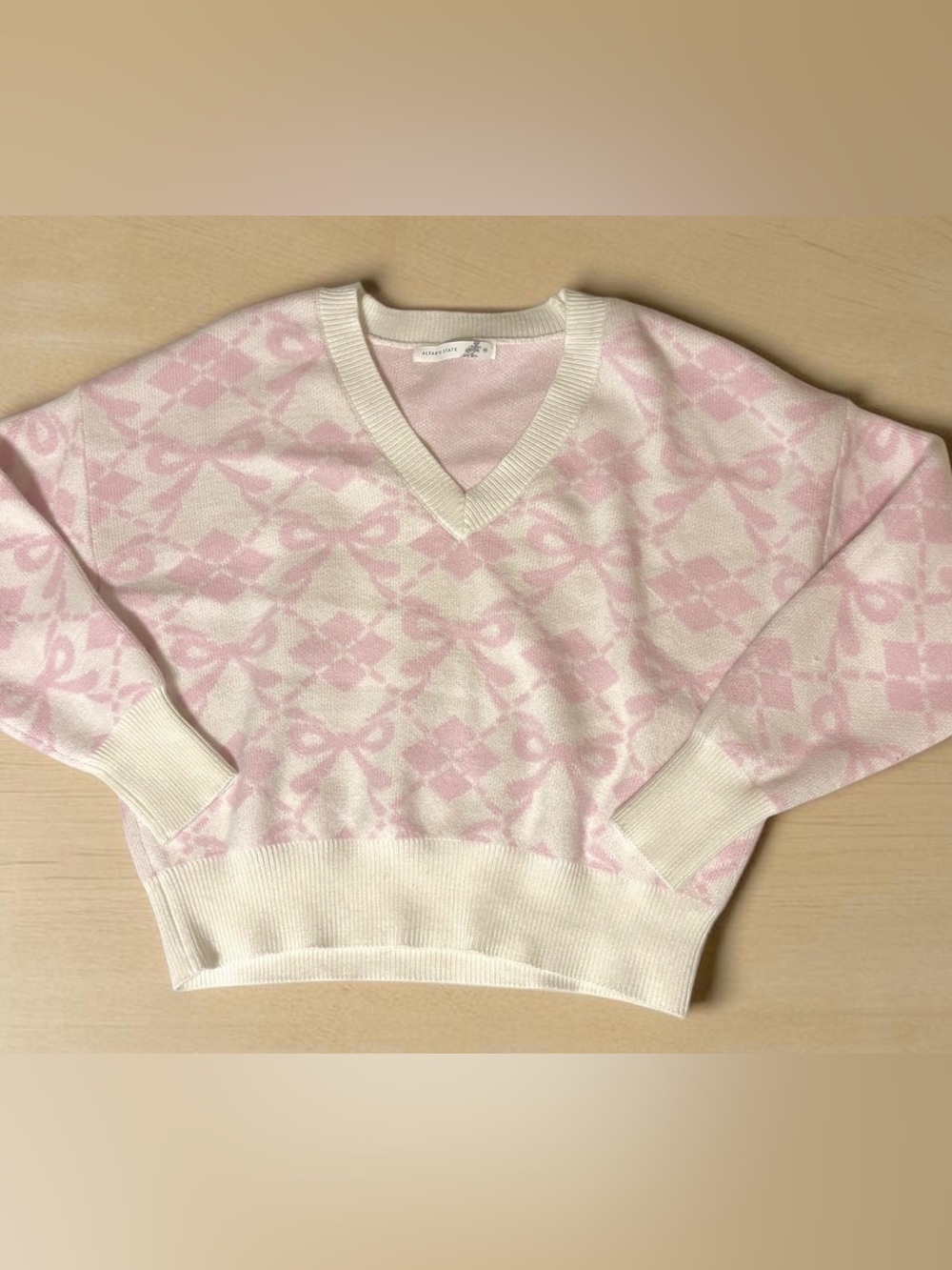 Altar’d State V-Neck Bow Sweater